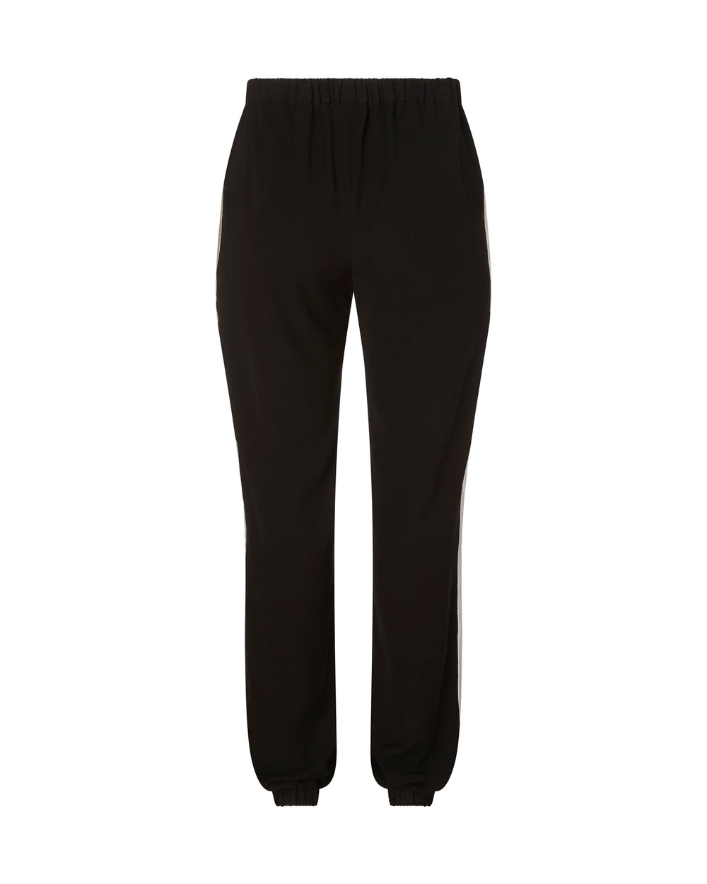 black trousers with silver side stripe