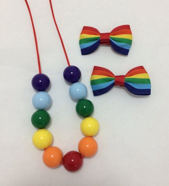 Rainbow mini piggies & necklace