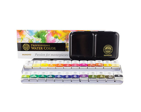 Mungyo Professional Half Pan Size Water Colors Set in Tin Case/Integral  Mixing Palette in The lid (12 Colors)