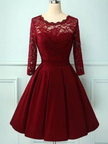 long sleeve lace short prom dress