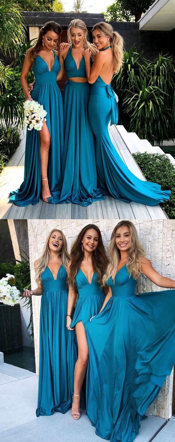 2019 Fall Teal Mismatched Long Sexy Bridesmaid Dresses, GDC1074 – Dolly ...