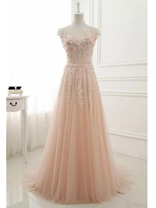 Ongebruikt 2019 Romantic Floral A-line Tulle Unique Pale Pink Wedding Dress RS-34