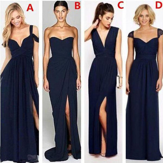 Short Mismatched Royal Blue Different Bridesmaid Dresses