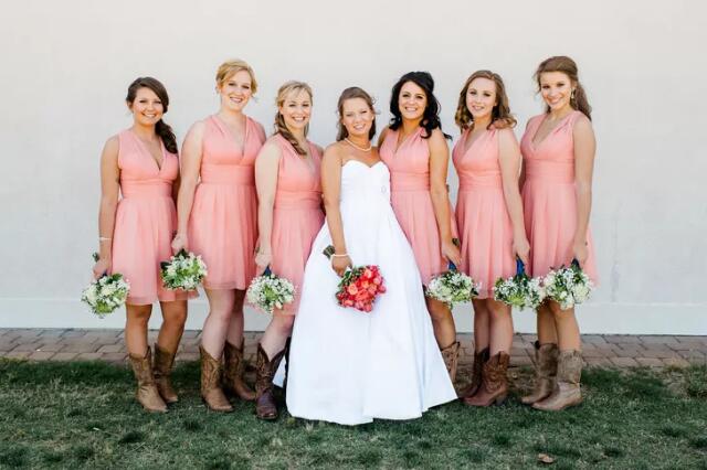 short bridesmaid dresses with cowboy boots