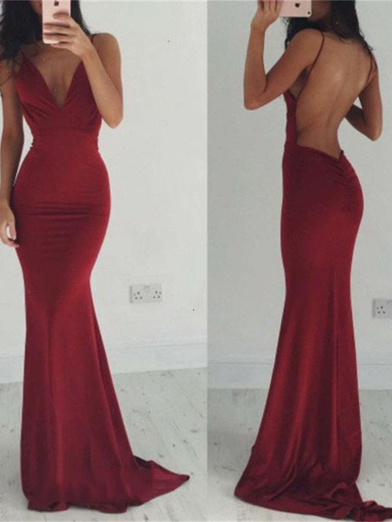 Jump Tight Side-Ruched Long Red Prom Dress - PromGirl