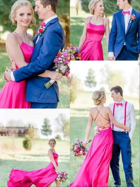 Fashion Dusty Pink 2 piece Slit Prom Dress with Pockets