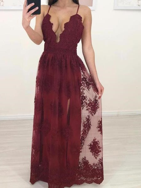 burgundy long flowy dress