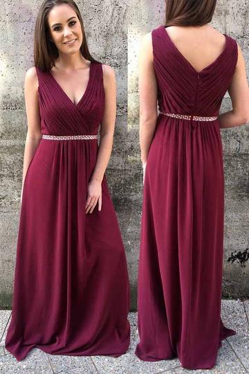 Halter Chiffon Lace A-line Long Maroon Prom Dress Burgundy Evening