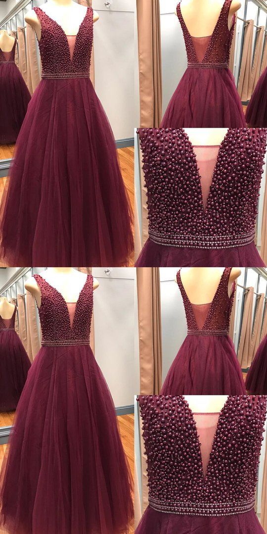 burgundy plunge dress