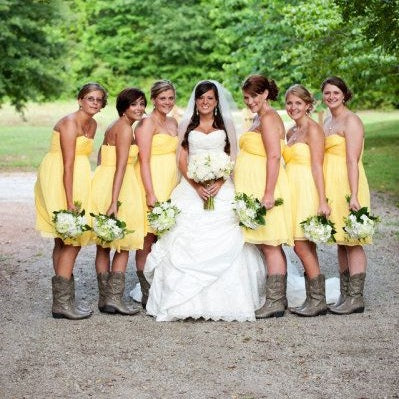 yellow dress with cowboy boots