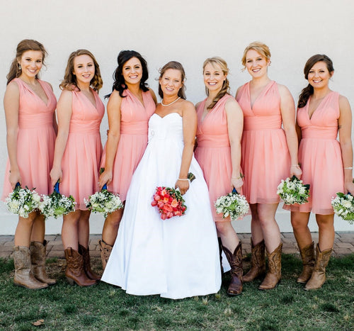 country bridesmaid dresses with boots