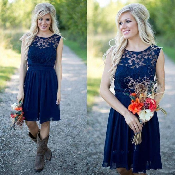blue dress with cowboy boots