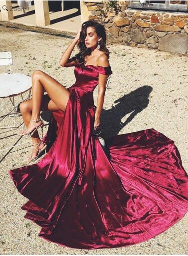 Glamour Red Long Sleeves Side Slit Prom Dress | Special Occasion Dress