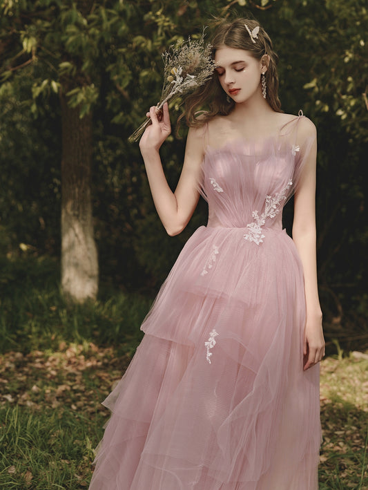 Dusty Rose Calf Length Wedding Guest Dress Cocktail Party Dress