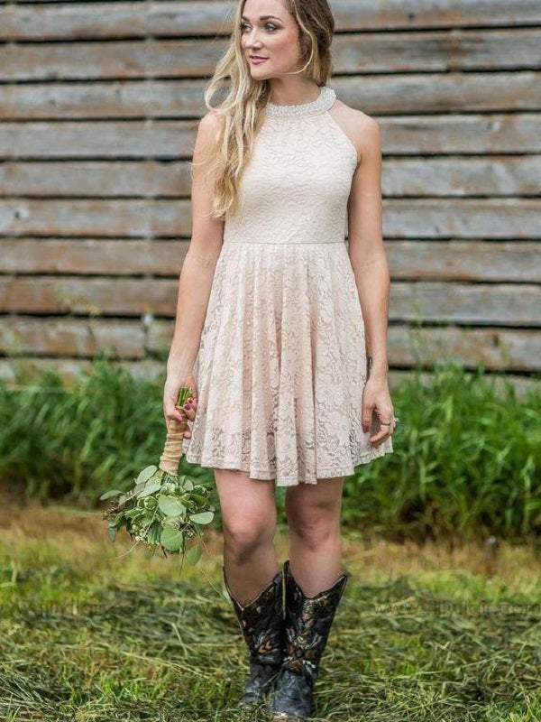 lace dress and cowboy boots