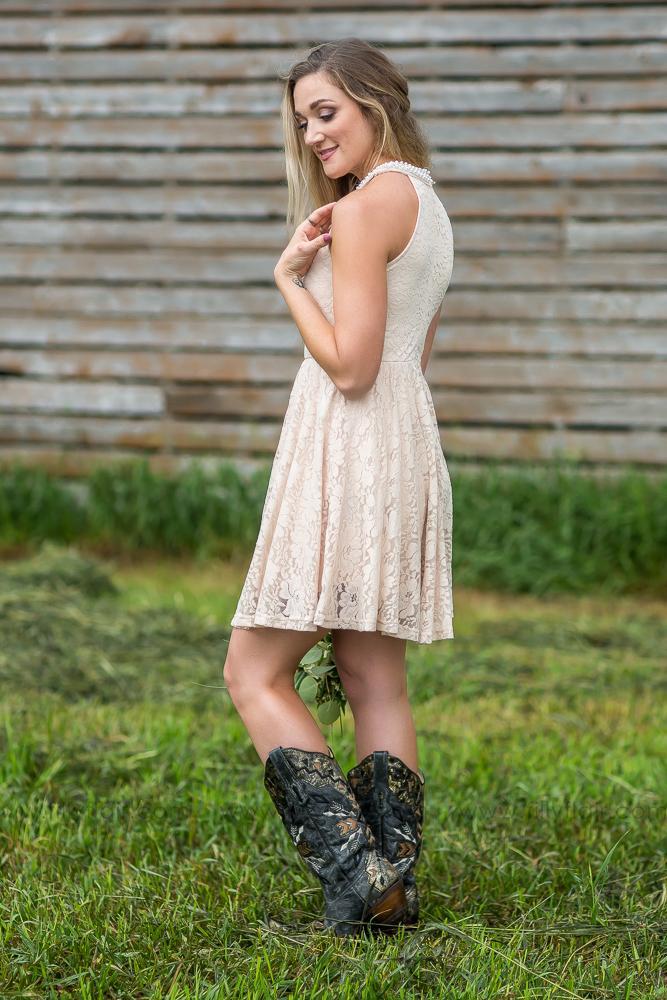 lace dress and cowboy boots