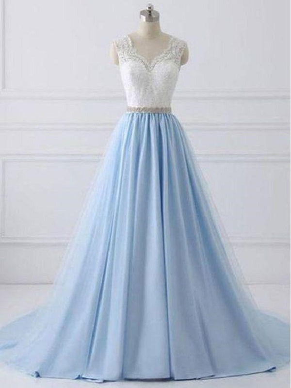 teal and white prom dresses