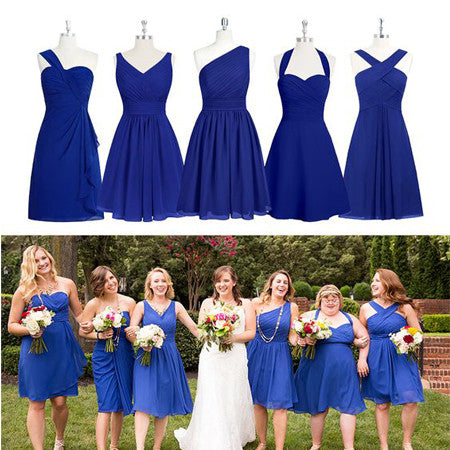 Short Bridesmaid Dresses Mismatched Royal Blue Bridesmaid Dresses ...