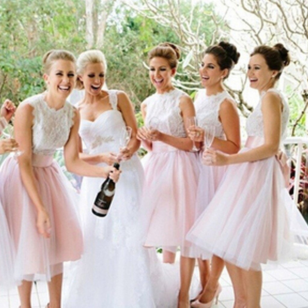 Vintage Bridesmaid Dresses Pink Bridesmaid Dresses Lace Top Short Bridesmaid Dress Robe De 1685