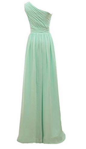 Country Style One shoulder Bridesmaid Dresses Long Pastel Bridesmaid ...