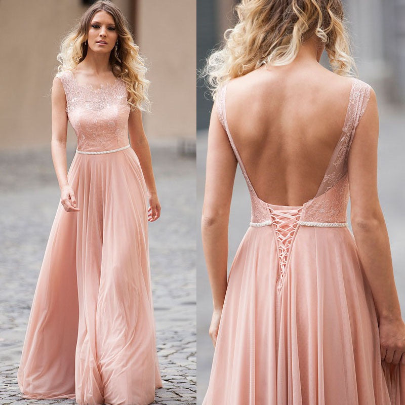 blush bridesmaid dresses long
