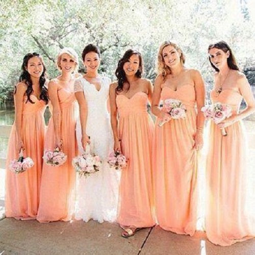 pink and orange bridesmaid dresses