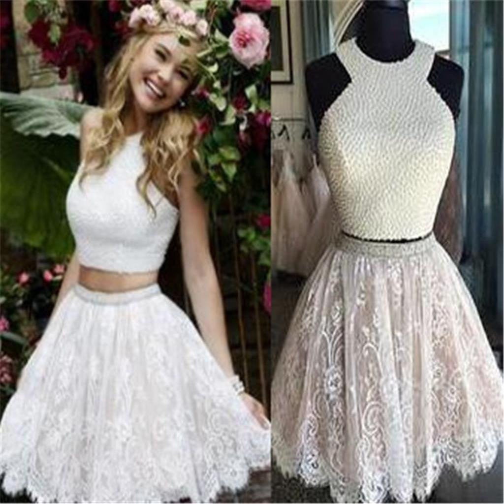 two piece homecoming dresses short