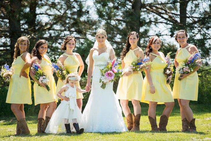 rustic bridesmaid dresses with cowboy boots