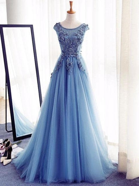 modest blue prom dresses