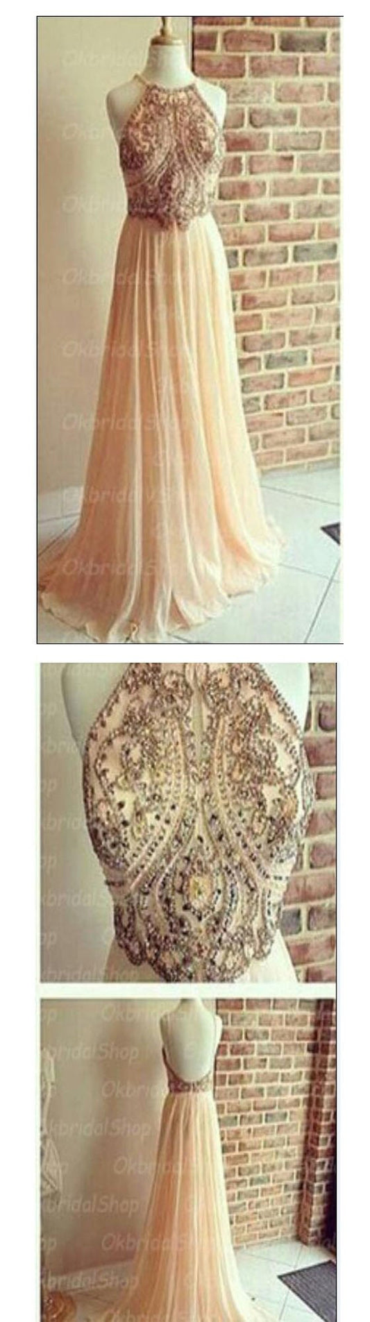 Backless Pale Pink Ball Gown Ruffle Tulle Bottom Prom Gown,Formal Long Dress,GDC1096