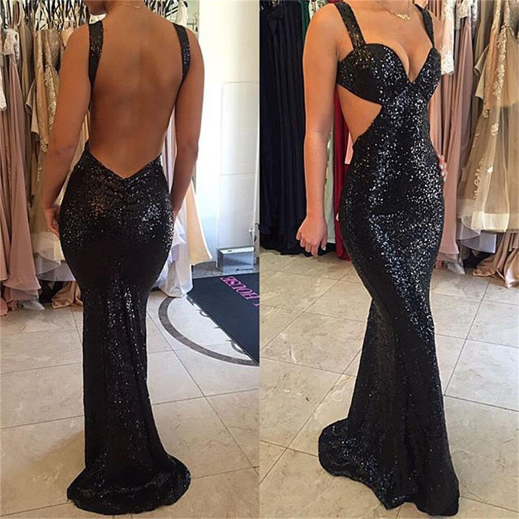 Black Prom Dressbackless Prom Dress Sequins Prom Gownsexy Prom Dresslong Prom Dressma049 