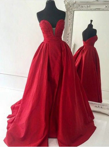 deep red ball gown