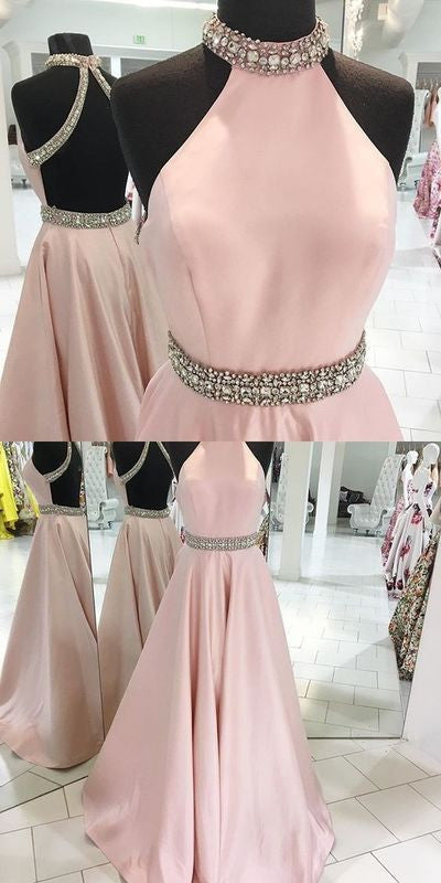 Backless Pale Pink Ball Gown Ruffle Tulle Bottom Prom Gown,Formal Long Dress,GDC1096