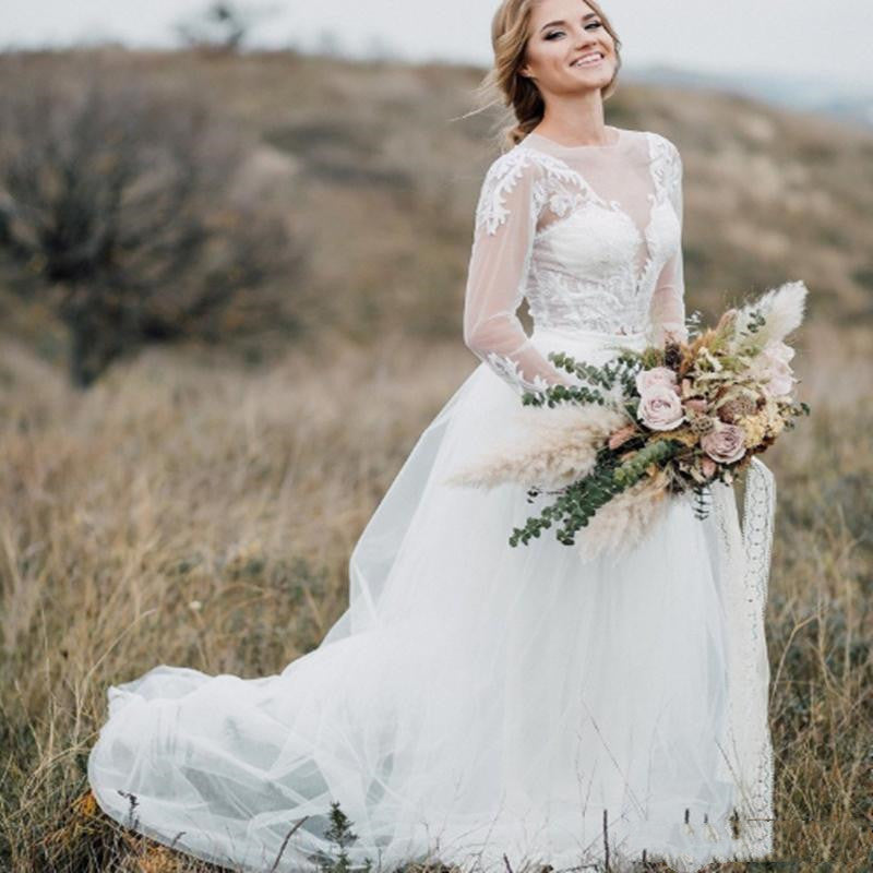 long sleeve lace crop top wedding