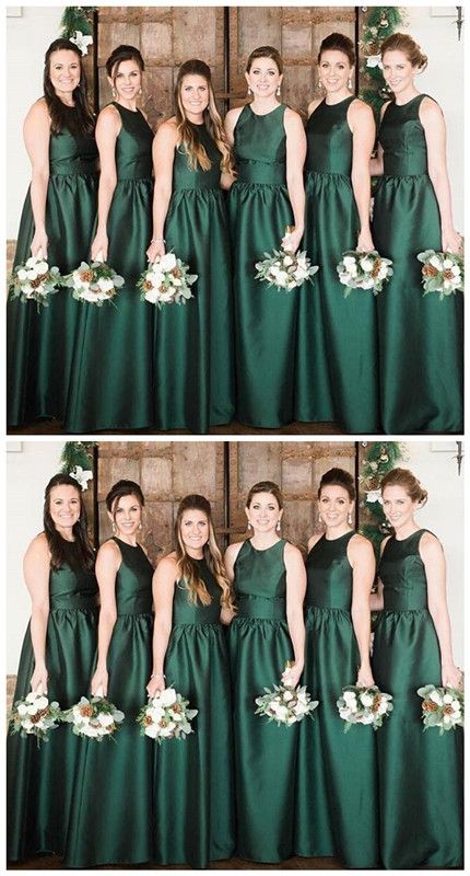 emerald green bridesmaid dresses long