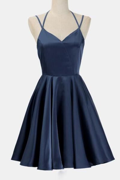 Navy Blue Short Bridesmaid Dresses Simple Navy Blue Short Prom Dress ...