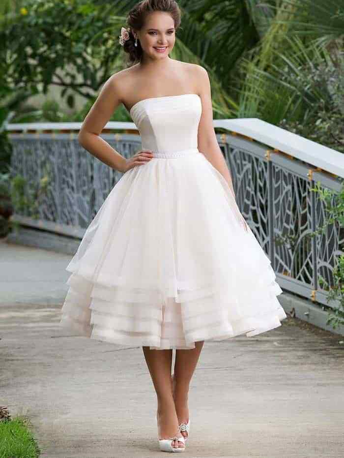 New Strapless Vintage 1950s Tea Length Wedding Dress with Layers Skirt ...