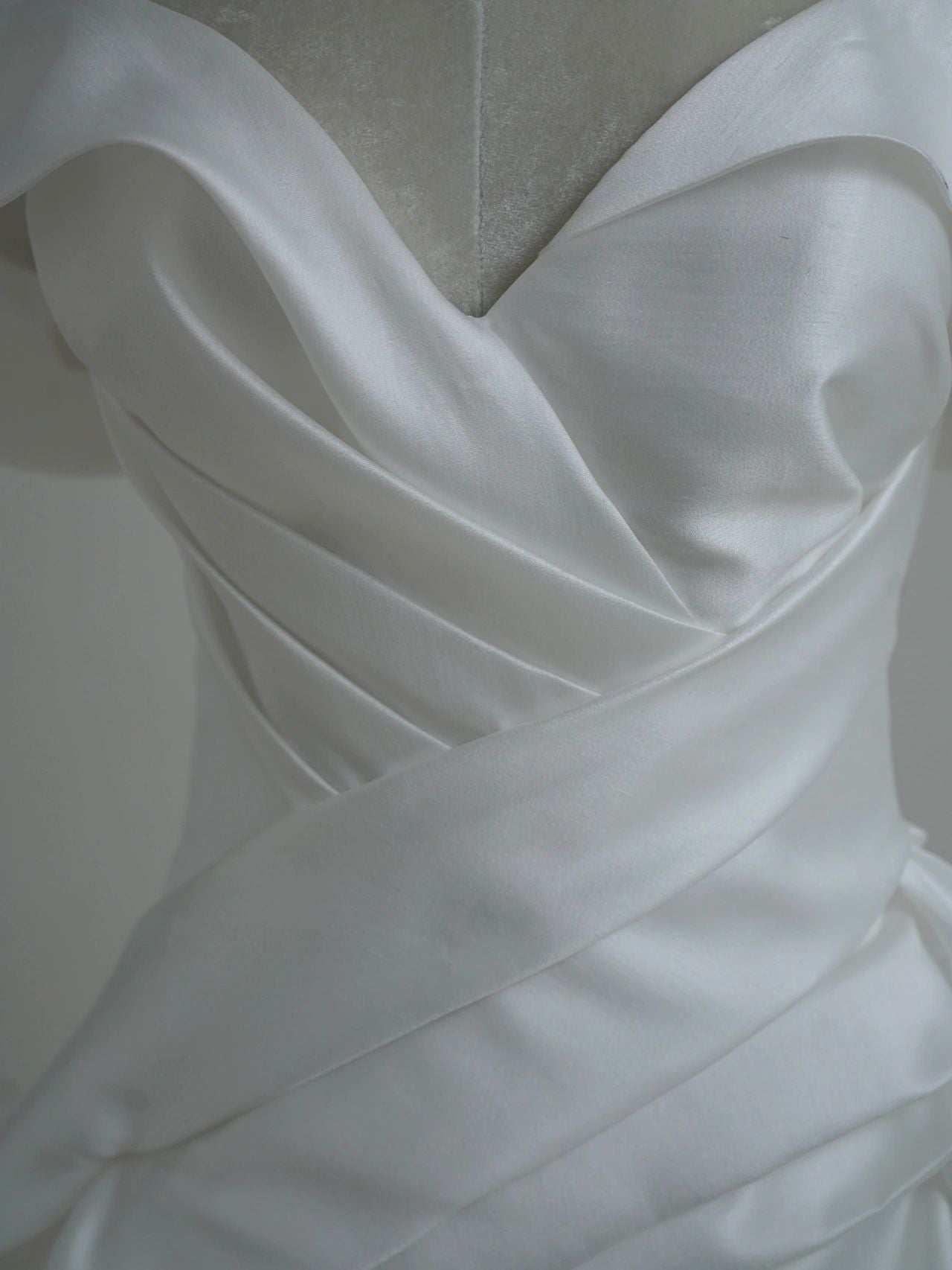 Off Shoulders Draping Silk Ball Gown Wedding Dress