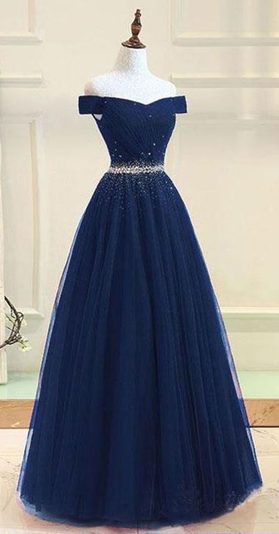 Off Shoulders Red Tulle Floor Length Prom Dress,8TH Grade Dance Dress