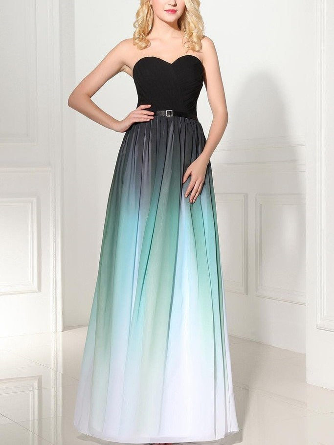 Ombre Chiffon Bridesmaid Dresses Long Bridesmaid Dress Strapless ...