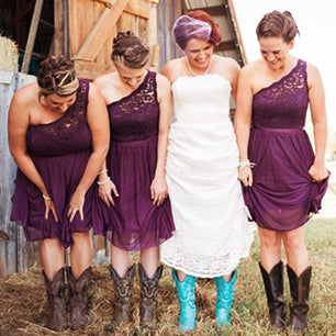 Purple Lace One Shoulder A-line Rustic 