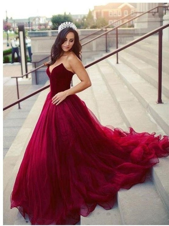 red maroon prom dress