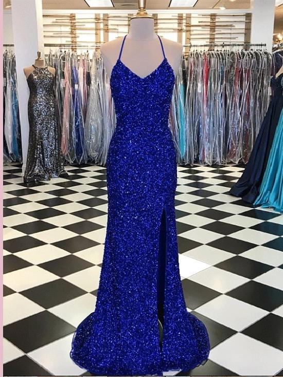 royal blue sequin dress long