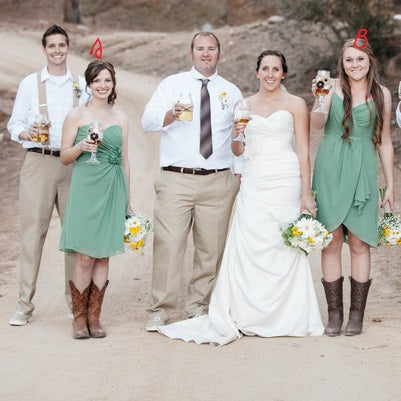 long bridesmaid dresses with cowboy boots