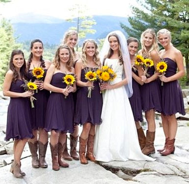 bridesmaids with cowgirl boots