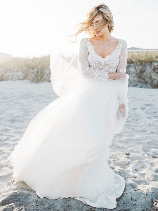 Elegant Lace Cap Sleeves Two Piece Wedding Dress