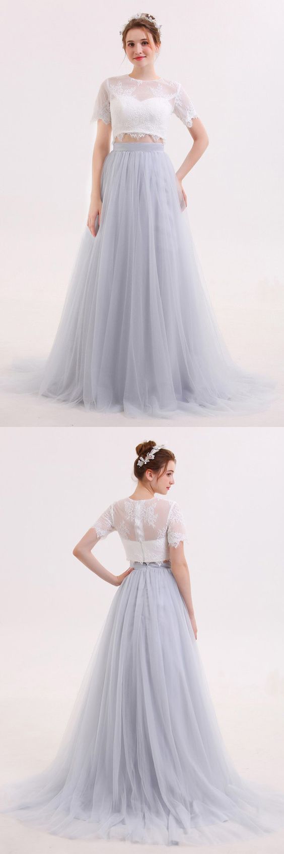 crop top and skirt wedding dress