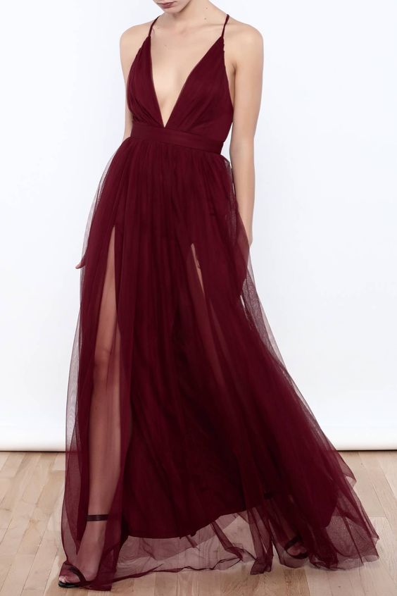 maroon flowy dress
