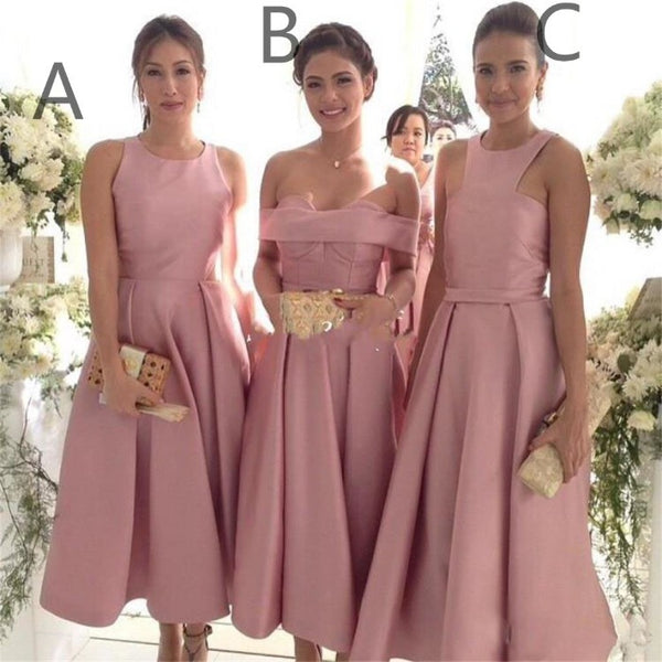 Vintage Dusty Pink  Mismatched Tea Midi Length Bridesmaid  