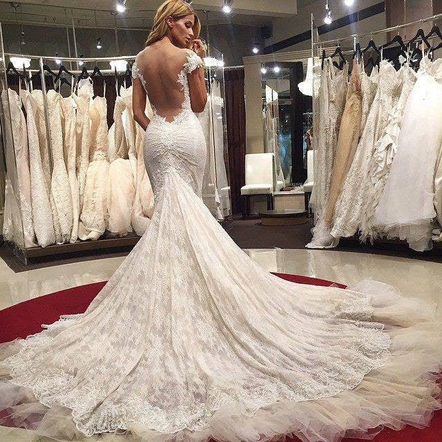 backless fishtail wedding dress